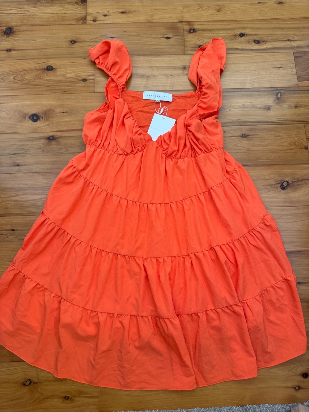 NWT Endless Rose Orange Tiered Ruffle Sundress